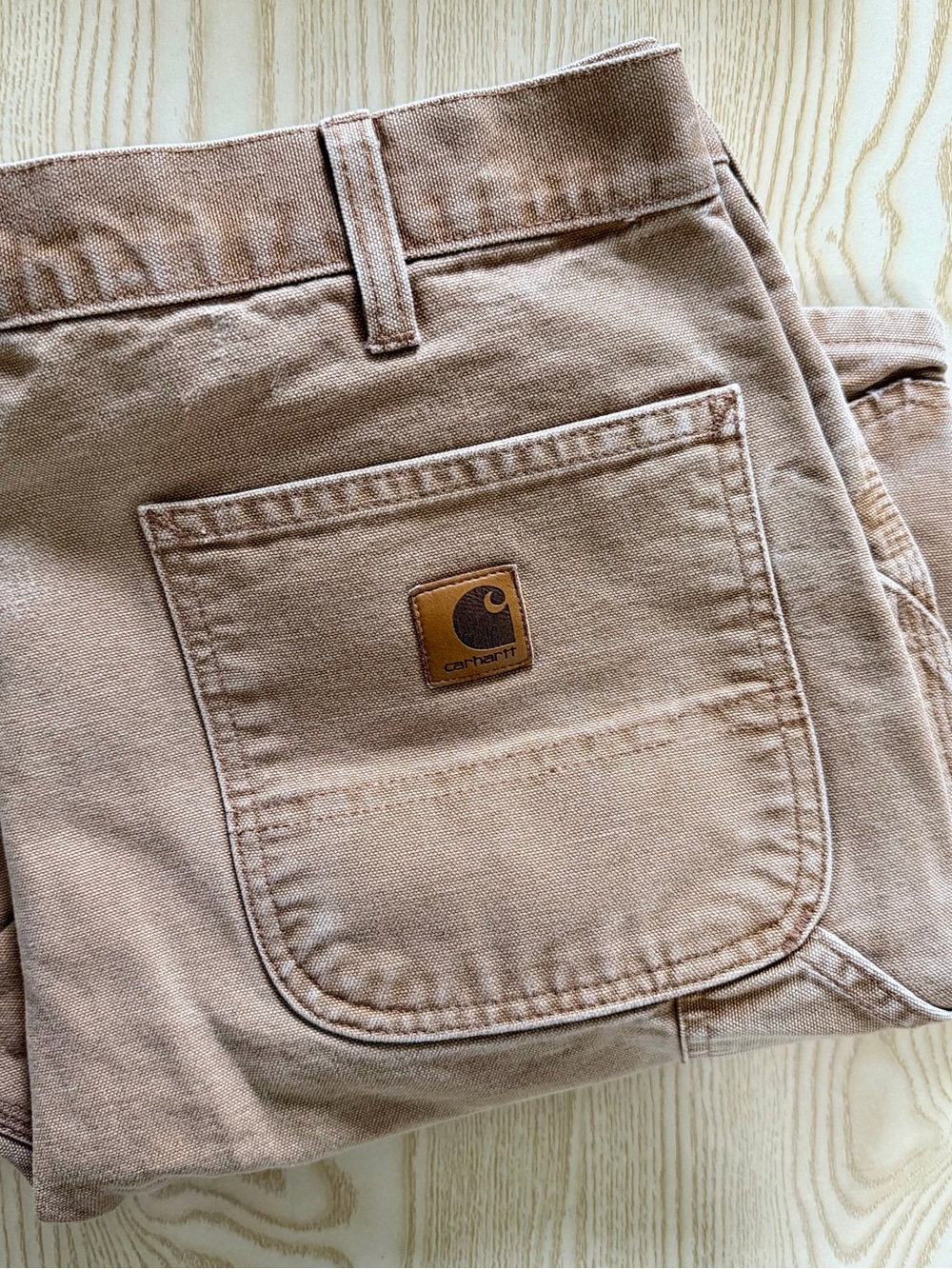 Carhartt Tan Canvas Utility Pants with Logo Patch